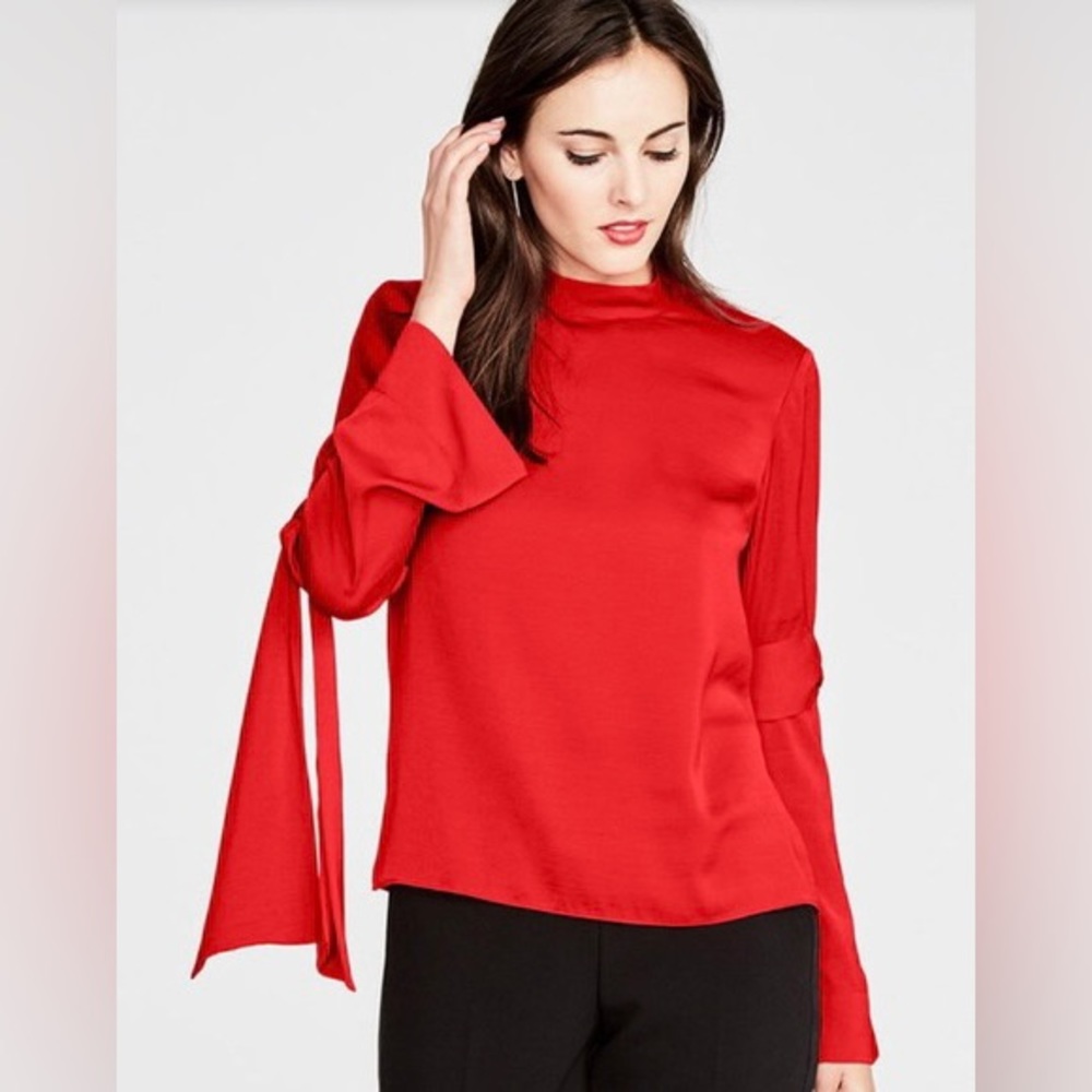 RACHEL Red Tie Sleeve Blouse - size 8